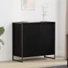 Oldalsó szekrény Fekete tölgy 79 x 36 x 75 cm Faanyag
