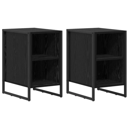  Éjjeli asztal 2 pcs Fekete tölgy 39.5 x 30 x 50 cm Faanyag