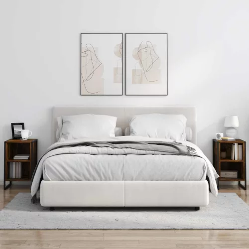  Éjjeli asztal 2 pcs Füstös Tölgy 39.5 x 30 x 50 cm Faanyag