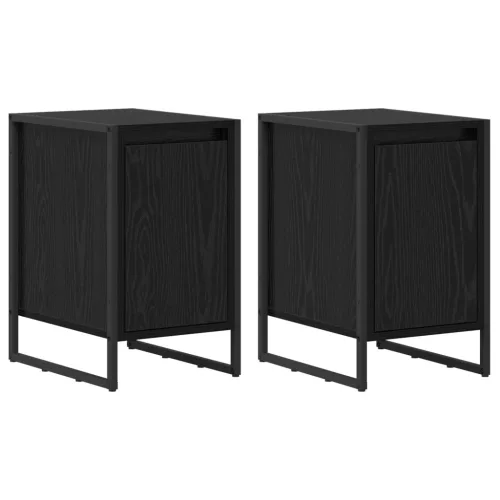  Éjjeli asztal 2 pcs Fekete tölgy 39,5 x 30 x 50 cm Faanyag