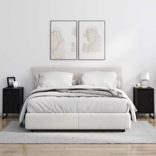  Éjjeli asztal 2 pcs Fekete tölgy 39,5 x 30 x 50 cm Faanyag