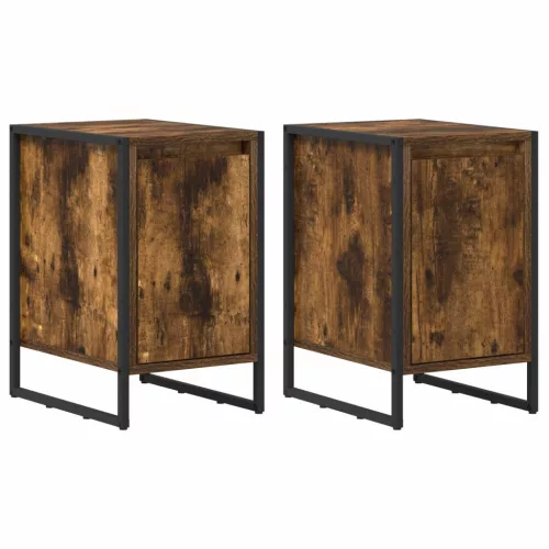  Éjjeli asztal 2 pcs Füstös tölgy 39,5 x 30 x 50 cm Faanyag