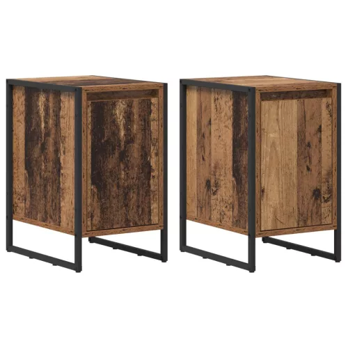  Éjjeli asztal 2 pcs Öreg fa 39,5 x 30 x 50 cm Faanyag
