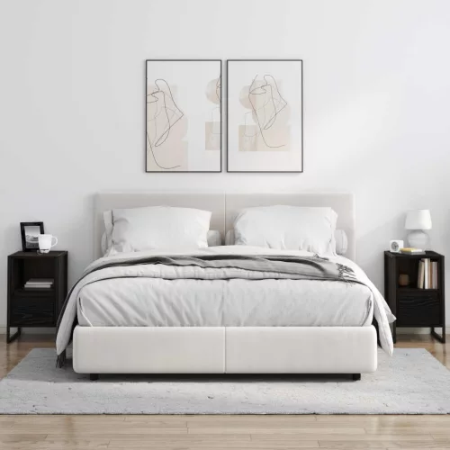  Éjjeli asztal 2 pcs Fekete tölgy 39,5 x 30 x 50 cm Faanyag