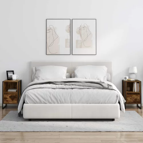  Éjjeli asztal 2 pcs Füstös tölgy 39,5 x 30 x 50 cm Faanyag