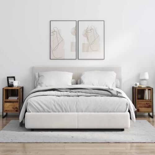  Éjjeli asztal fiókkal 2 pcs Öreg fa 39,5 x 30 x 50 cm Faanyag