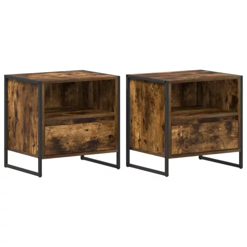  Éjjeli asztal 2 pcs Füstös tölgy 50 x 39,5 x 50 cm Faanyag