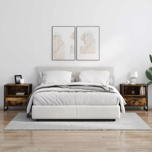  Éjjeli asztal 2 pcs Füstös tölgy 50 x 39,5 x 50 cm Faanyag