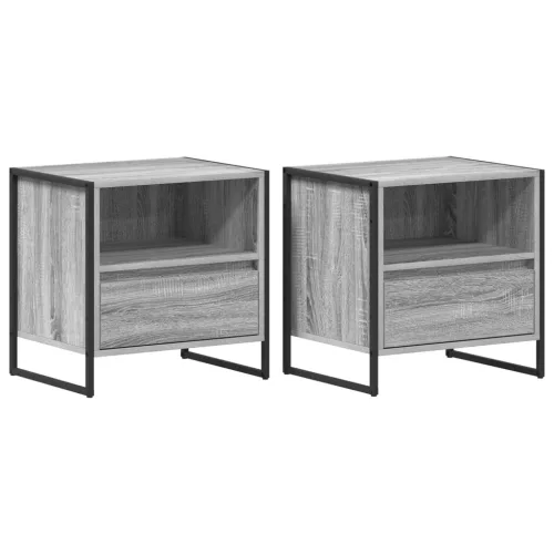  Éjjeli asztal 2 pcs Szürke Sonoma 50 x 39,5 x 50 cm Faanyag