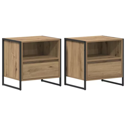  Éjjeli asztal 2 pcs Művészi tölgy 50 x 39,5 x 50 cm Faanyag