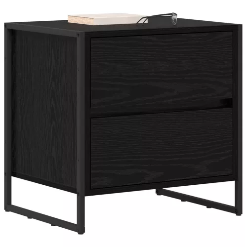  Éjjeli asztal fiókkal Fekete tölgy 50 x 39.5 x 50 cm Faanyag