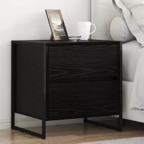  Éjjeli asztal 2 pcs Fekete tölgy 50 x 39.5 x 50 cm Faanyag