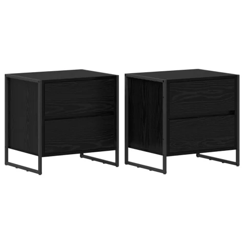  Éjjeli asztal 2 pcs Fekete tölgy 50 x 39.5 x 50 cm Faanyag