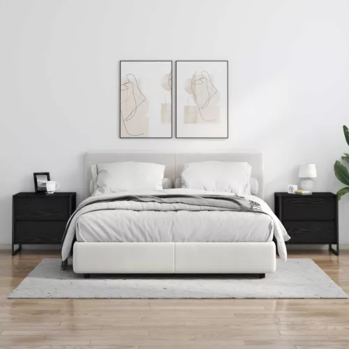  Éjjeli asztal 2 pcs Fekete tölgy 50 x 39.5 x 50 cm Faanyag