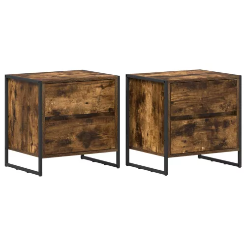  Éjjeli asztal 2 pcs Füstös tölgy 50 x 39.5 x 50 cm Faanyag