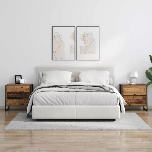  Éjjeli asztal fiókkal 2 pcs Öreg fa 50 x 39.5 x 50 cm Faanyag