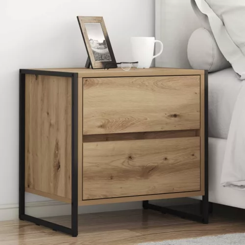  Éjjeli asztal 2 pcs Művészi tölgy 50 x 39.5 x 50 cm Faanyag