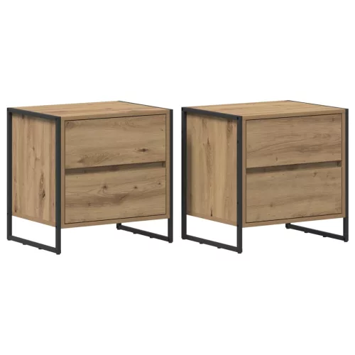  Éjjeli asztal 2 pcs Művészi tölgy 50 x 39.5 x 50 cm Faanyag