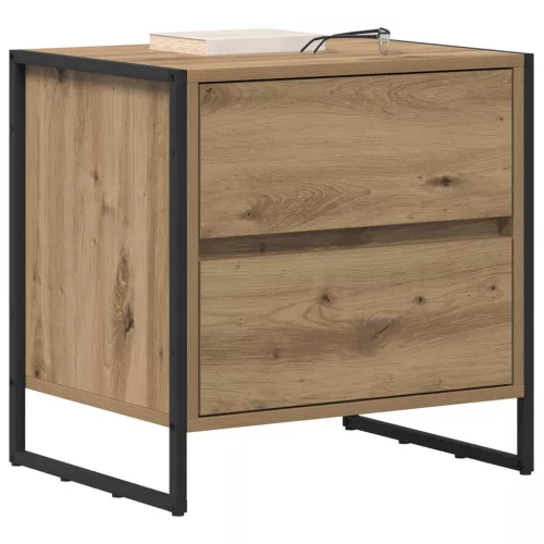  Éjjeli asztal 2 pcs Művészi tölgy 50 x 39.5 x 50 cm Faanyag