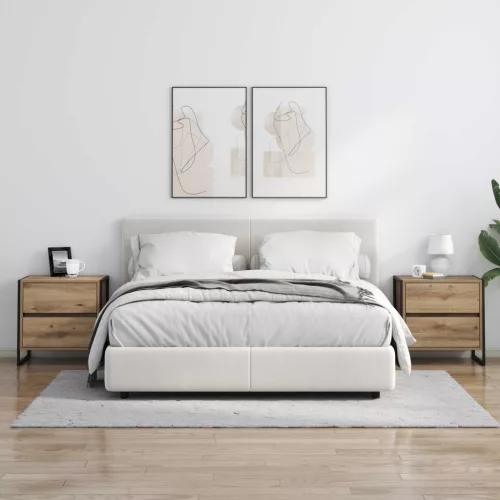  Éjjeli asztal 2 pcs Művészi tölgy 50 x 39.5 x 50 cm Faanyag