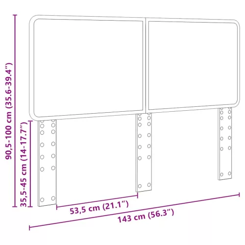  Fejtámla fejtámlával Szürke Sonoma 140 cm Faanyag