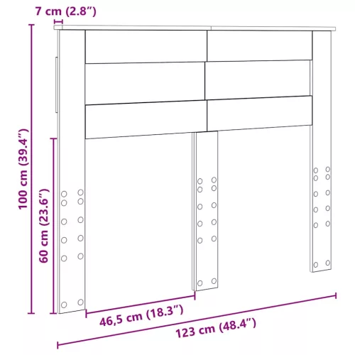  Fejtámla fejtámlával Szürke Sonoma 120 cm Faanyag