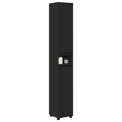  Fürdőszoba Székény polcokkal Fekete 30,5 x 30 x 195 cm Faanyag