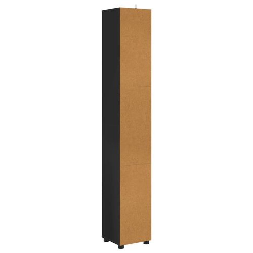  Fürdőszoba Székény polcokkal Fekete 30,5 x 30 x 195 cm Faanyag