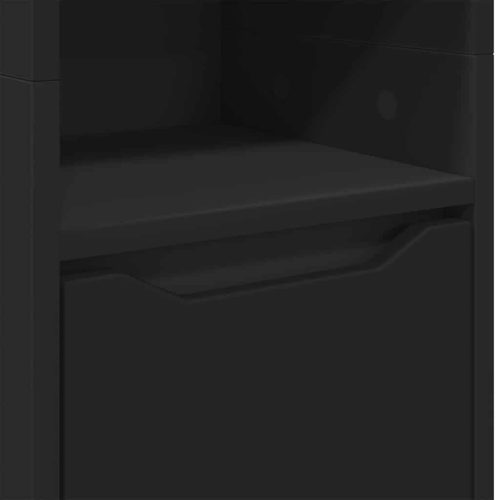  Fürdőszoba Székény polcokkal Fekete 30,5 x 30 x 195 cm Faanyag