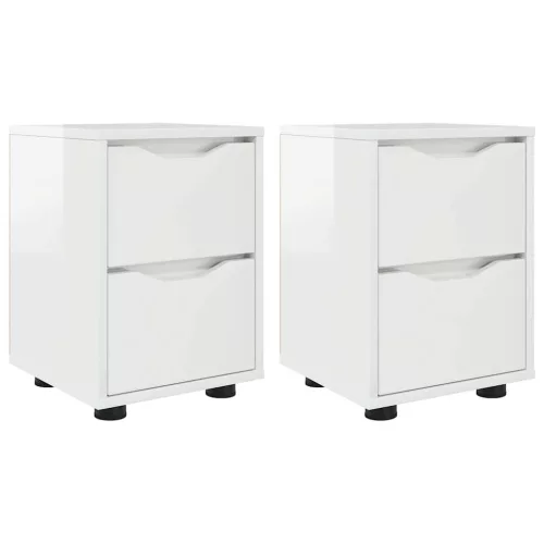  Éjjeliszekrények 2 pcs Magas Fényű Fehér 30,5 x 30 x 43 cm