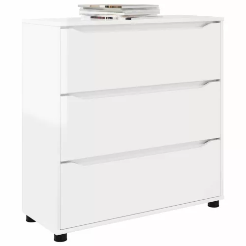  Tárolószekrény Magas Fényű Fehér 80 x 31 x 81 cm Faanyag