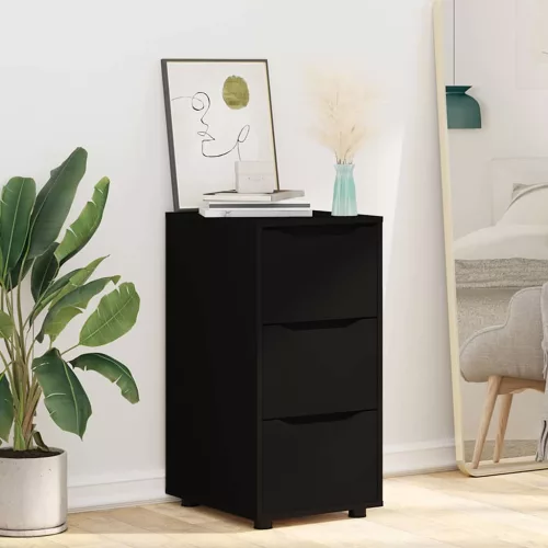  Tárolószekrény Fekete 40 x 48 x 81 cm Faanyag