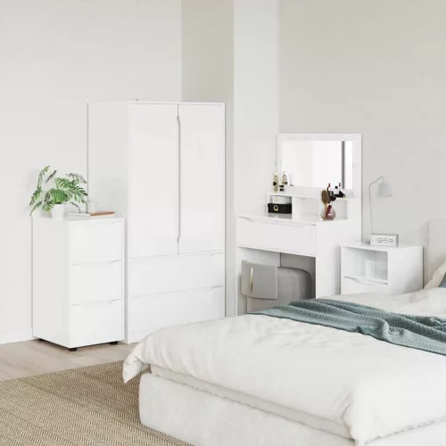  Tárolószekrény Magas Fényű Fehér 40 x 48 x 81 cm Faanyag