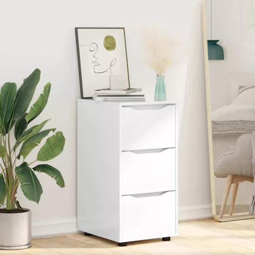  Tárolószekrény Magas Fényű Fehér 40 x 48 x 81 cm Faanyag