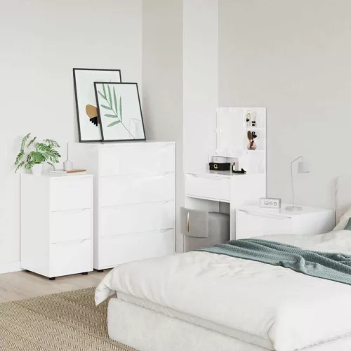  Tárolószekrény Magas Fényű Fehér 40 x 48 x 81 cm Faanyag