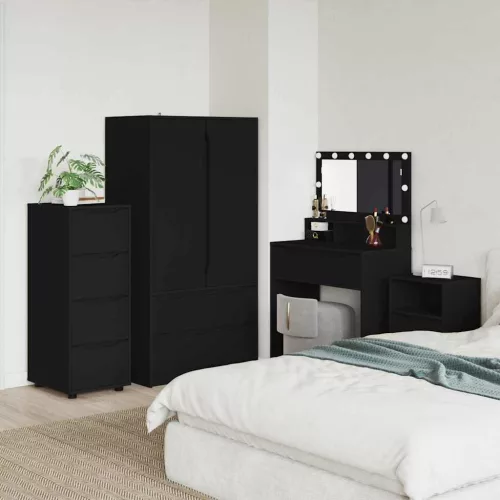  Tárolószekrény Fekete 40 x 48 x 105 cm Faanyag