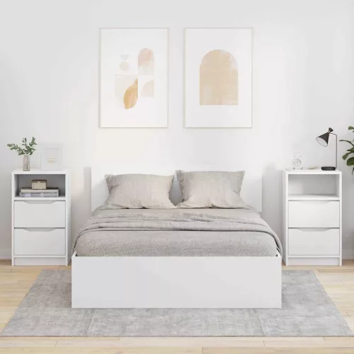  Éjjeliszekrények fiókkal 2 pcs Fehér 40 x 30 x 467 cm Faanyag