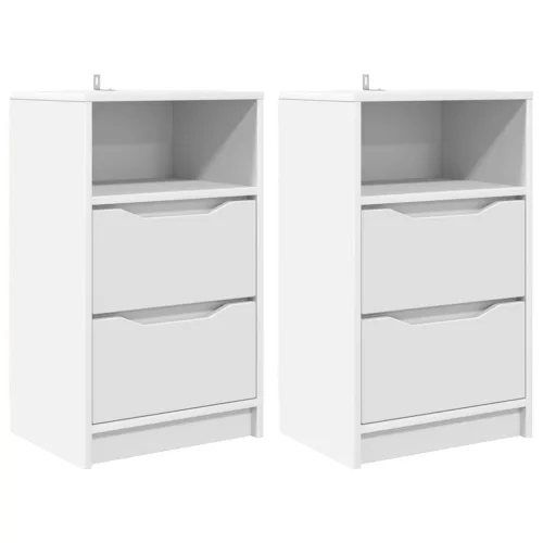  Éjjeliszekrények fiókkal 2 pcs Fehér 40 x 30 x 467 cm Faanyag