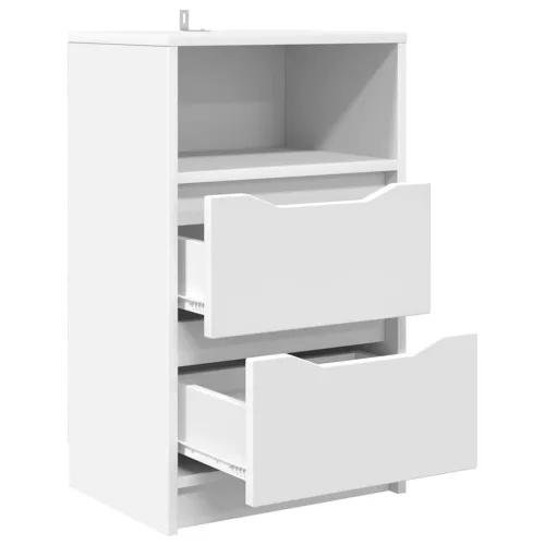  Éjjeliszekrények fiókkal 2 pcs Fehér 40 x 30 x 467 cm Faanyag