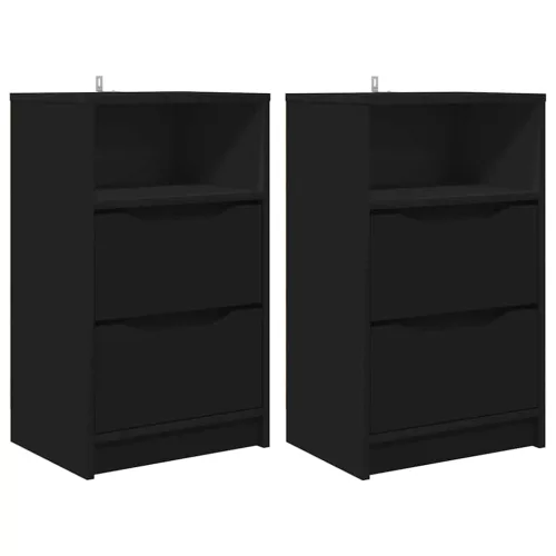  Éjjeliszekrények fiókkal 2 pcs Fekete 40 x 30 x 467 cm Faanyag