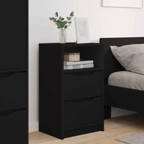  Éjjeliszekrények fiókkal 2 pcs Fekete 40 x 30 x 467 cm Faanyag