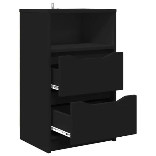  Éjjeliszekrények fiókkal 2 pcs Fekete 40 x 30 x 467 cm Faanyag
