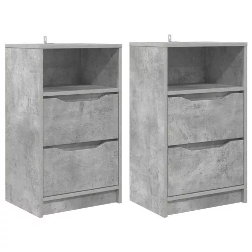  Éjjeliszekrények 2 pcs Beton Szürke 40 x 30 x 467 cm Faanyag