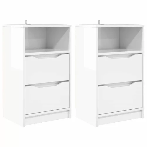  Éjjeliszekrények 2 pcs Magas Fényű Fehér 40 x 30 x 467 cm