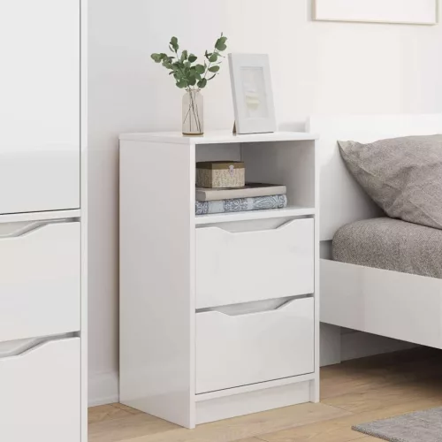  Éjjeliszekrények 2 pcs Magas Fényű Fehér 40 x 30 x 467 cm