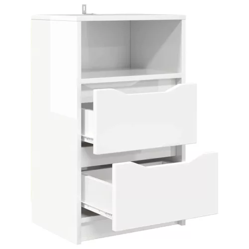  Éjjeliszekrények 2 pcs Magas Fényű Fehér 40 x 30 x 467 cm