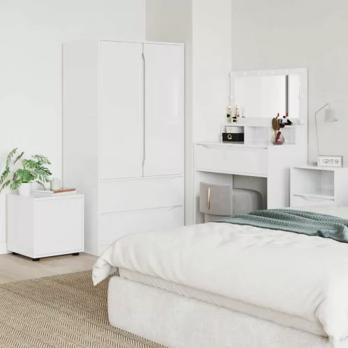  Fürdőszoba Székény Magas Fényű Fehér 40,5 x 40 x 44 cm Faanyag