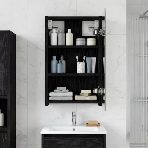  Fürdőszobai tükörszekrény Fekete tölgy 30 x 10,5 x 50 cm