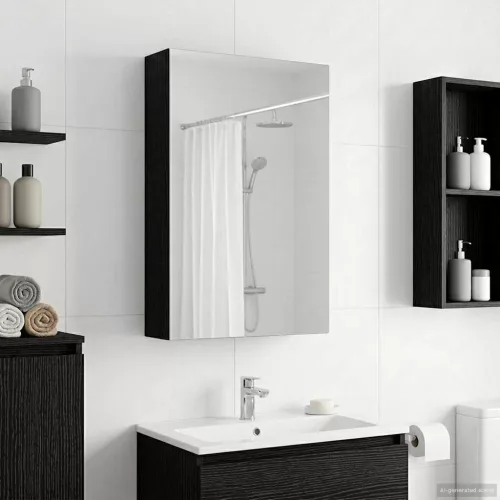  Fürdőszobai tükörszekrény Fekete tölgy 30 x 10,5 x 50 cm