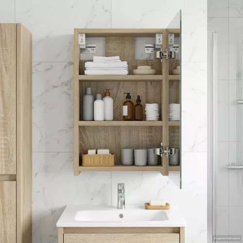  Fürdőszobai tükörszekrény Sonoma tölgy 30 x 10,5 x 50 cm